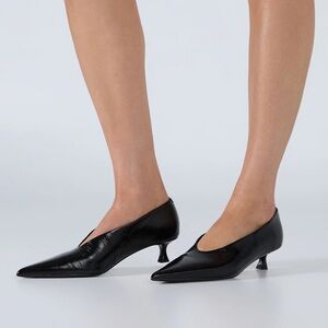 Tony Bianco Black Pointed Toe Kitten Heels- Women